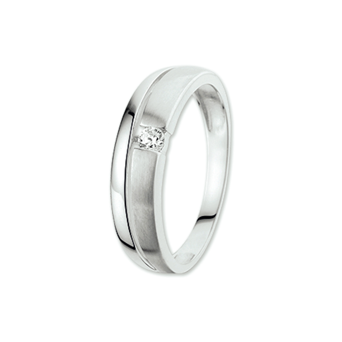 ring diamant poli/mat 14K witgoud