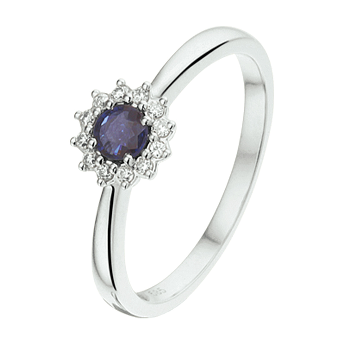 14kt witgoud Saffier