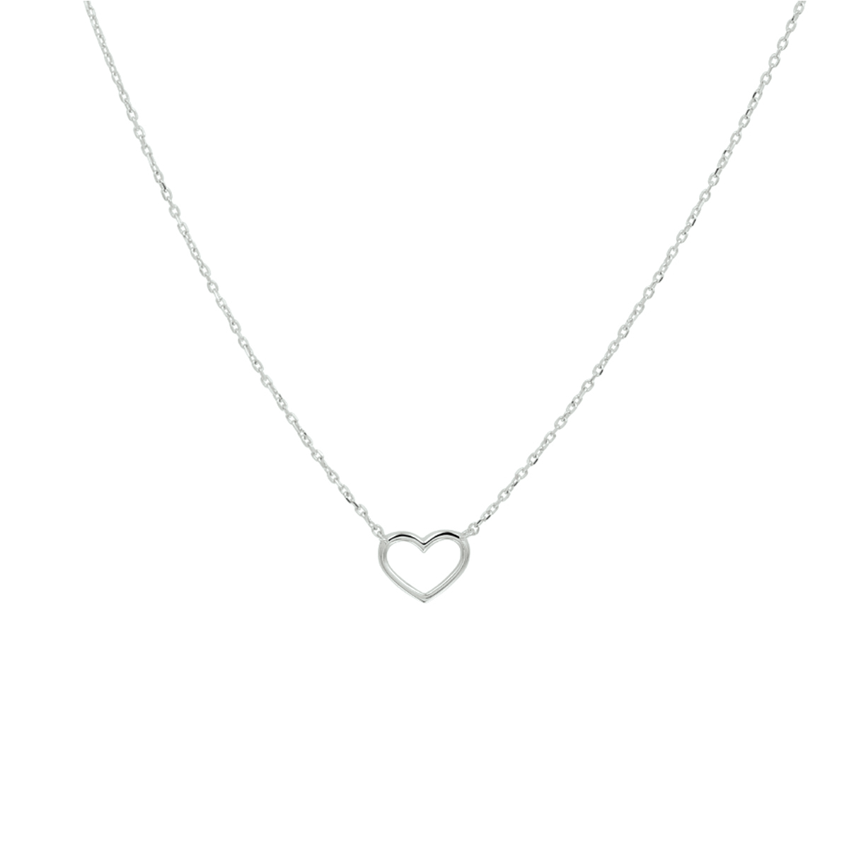 Witgoud 14 k collier fijn hartje 