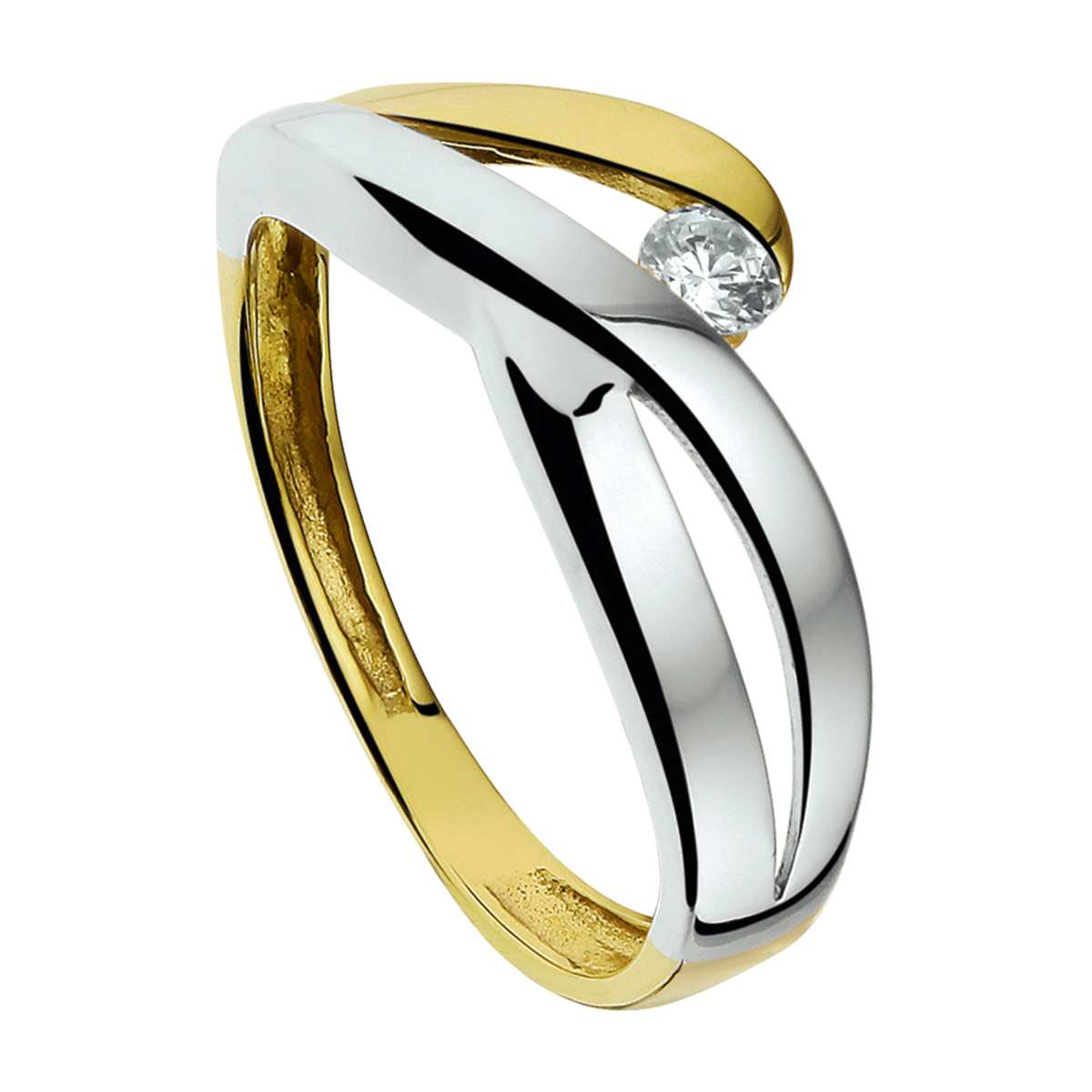 Wit- met geelgouden ring fantasie met zirkonia
Verpakt per: 1
Doelgroep: dames
Ringmaat: 17.25 mm (54)
Breedte: 7.5 mm
Zetting: solitaire (span zetting)