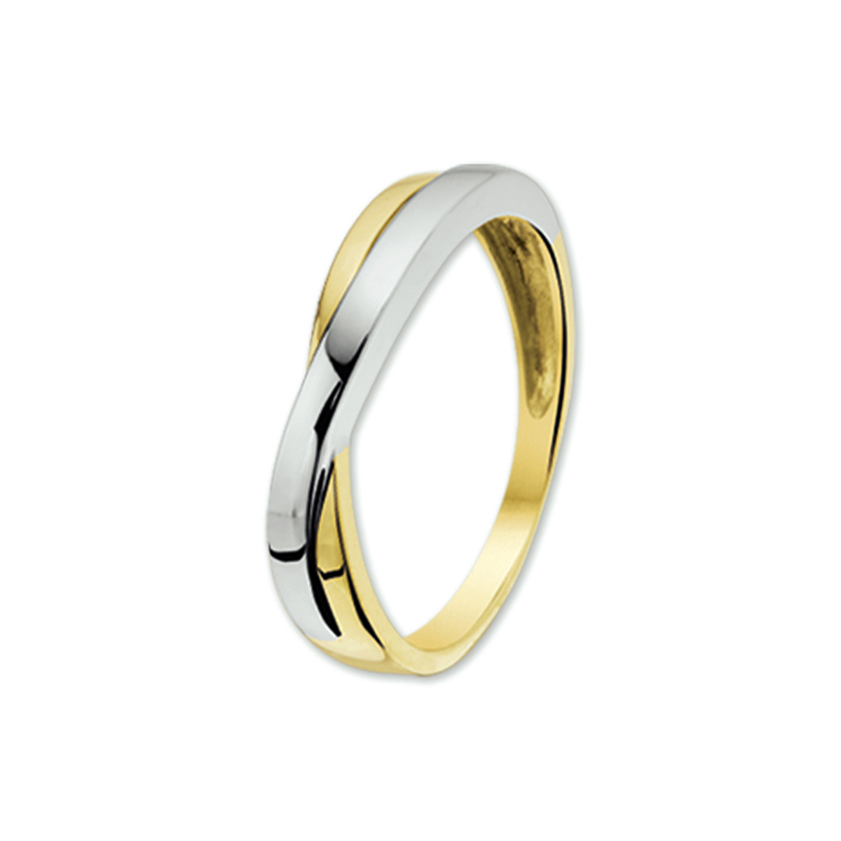ring 14K bicolor goud geel/wit