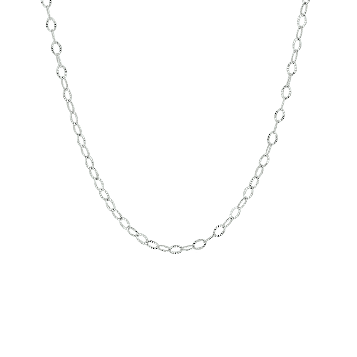 Gerhodineerd zilveren collier met een schakelbreedte van 2.3mm. Het collier heeft een draaglengte van 40cm en een extensie van 4cm. Info: Gerhodineerd zilver is door de rhodiumlaag beter bestand tegen verkleuren en krassen.