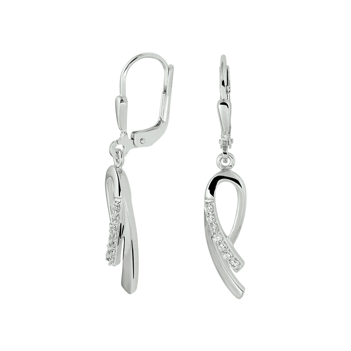 Gerhodineerd zilveren oorhangers uitgevoerd met een schitterende zirkonia rij. De oorhangers hebben een totale hoogte van 35mm.