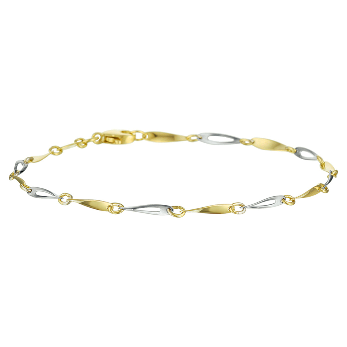 Huiscollectie - bicolor 14kt geel/witgouden dames armband