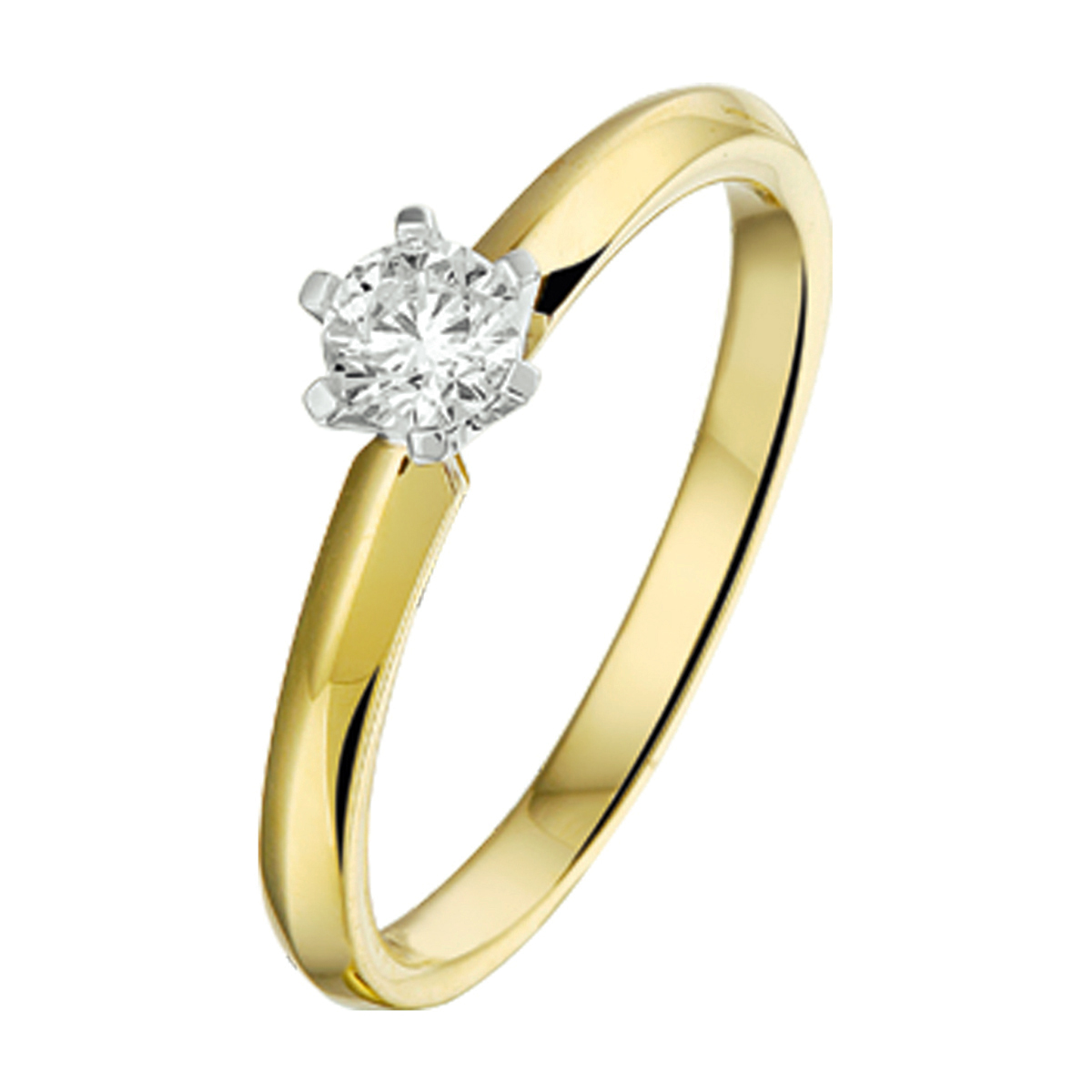 ring diamant 0.25ct h si 14K bicolor goud geel/wit