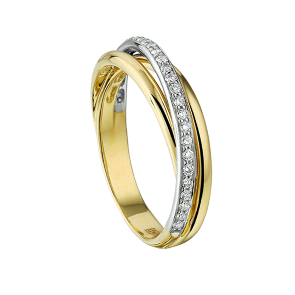ring diamant 0.22ct h si 14K bicolor goud geel/wit
