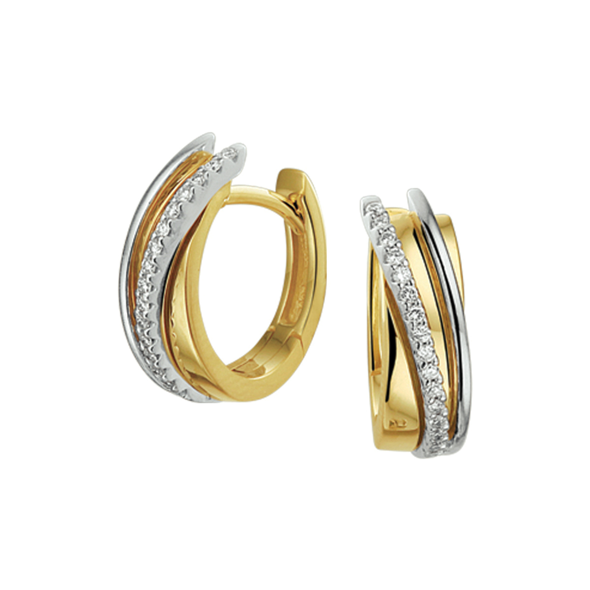 Oorringen in goud 14 k met zirconia 