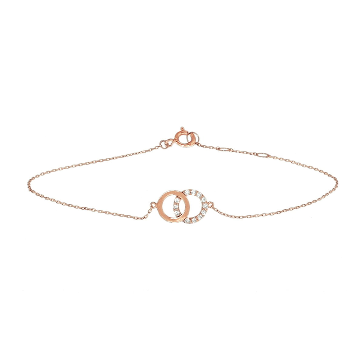 Roségouden armband zirkonia 16,5 - 17,5 - 18,5 cm