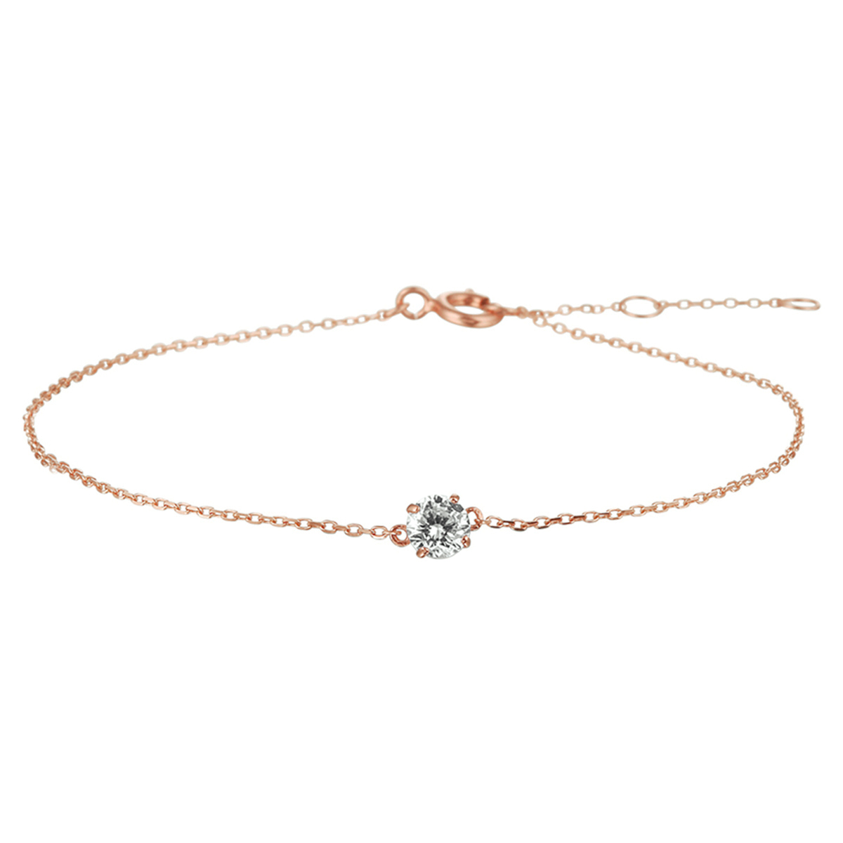 14k Rosegouden armband met zirkonia met draaglengtes van 16.5 - 17.5 - 18.5cm. De schakelbreedte is 0.8mm.