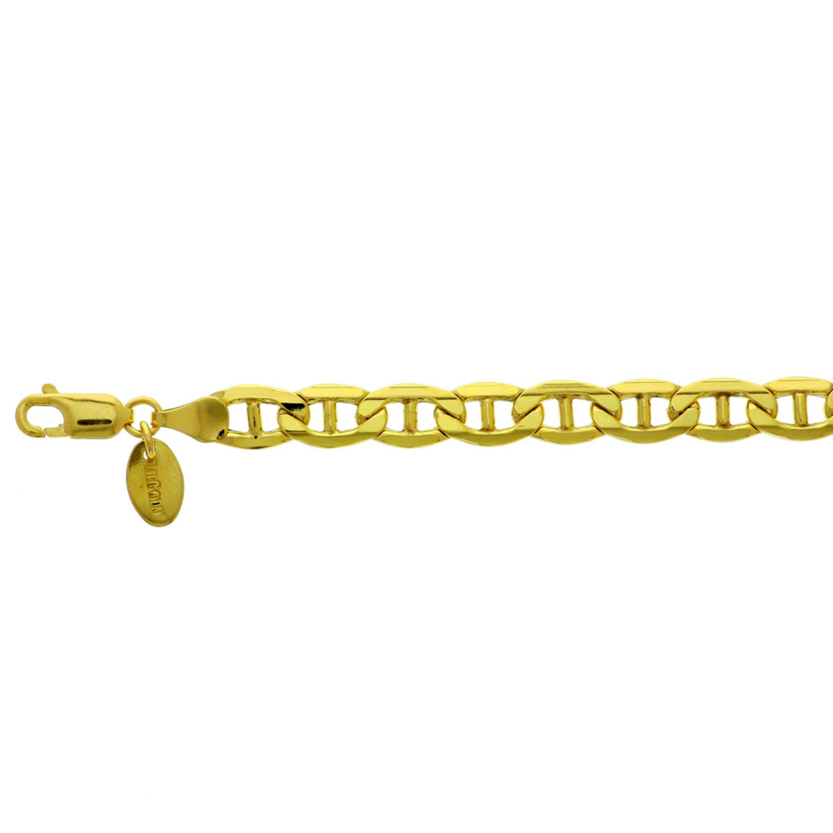 Sieraden van 14 karaat goud met daarin een kern van 925 zilver. Geelgouden armband met anker schakel. 
Verpakt per: 1
Doelgroep: heren
Breedte: 6.5 mm
Langste lengte: 21 mm