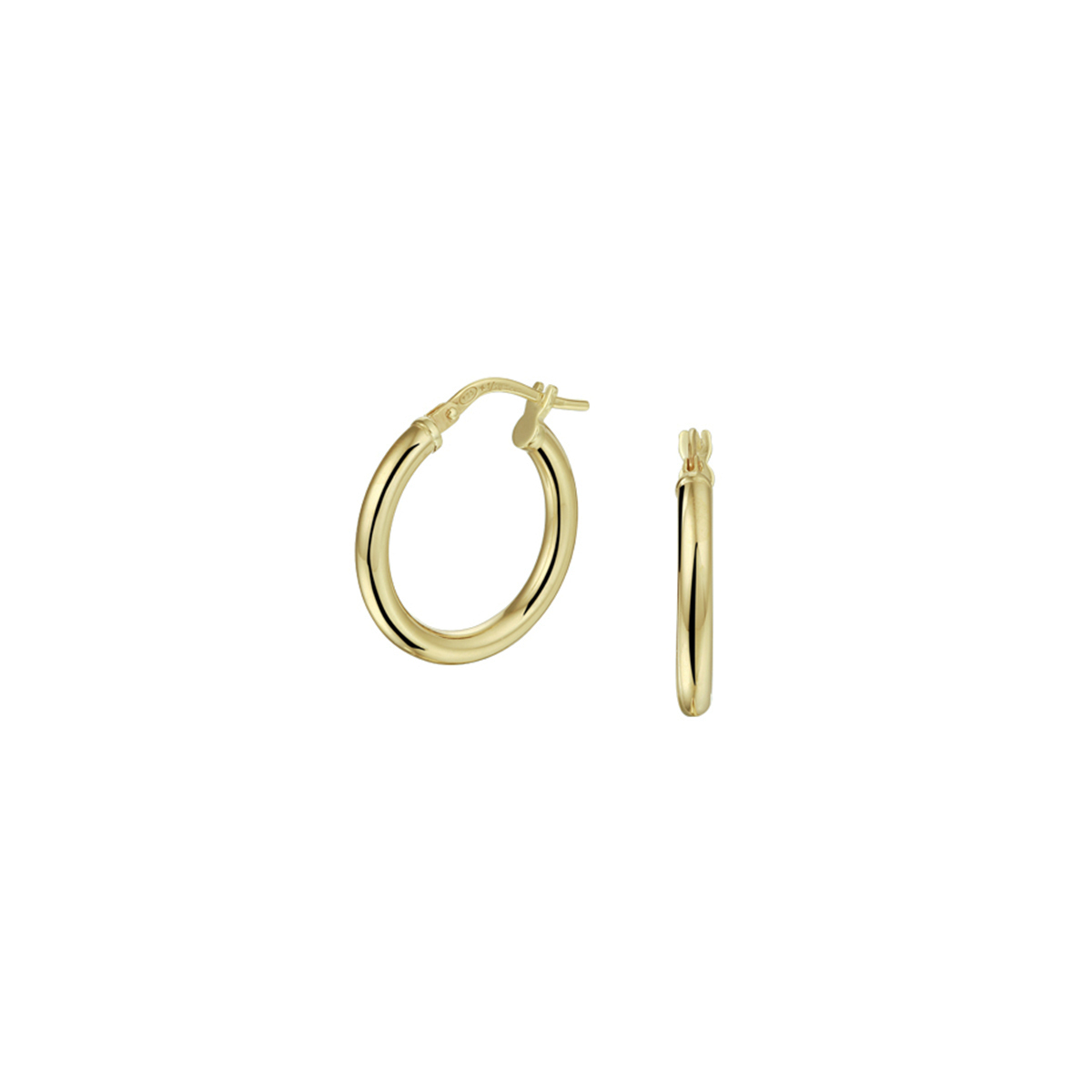 14k Geelgouden oorringen met 925 zilveren kern uitgevoerd met een stevige scharnier sluiting. De oorringen hebben een diameter van 20mm.