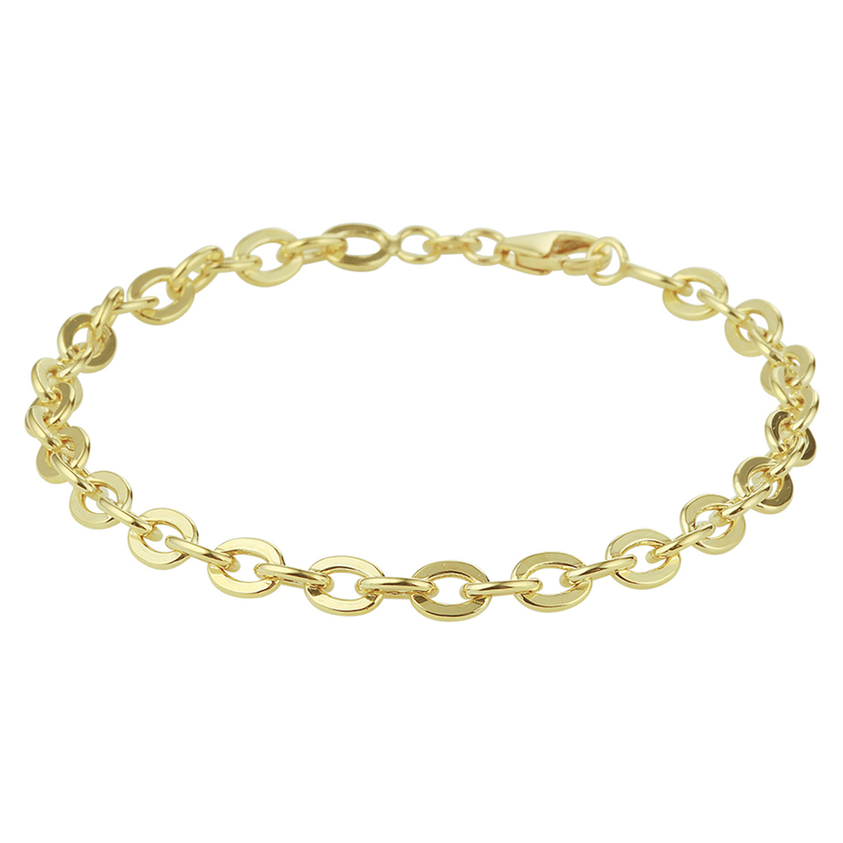 De armband is gemaakt van goud met zilveren kern en is goudkleurig. 