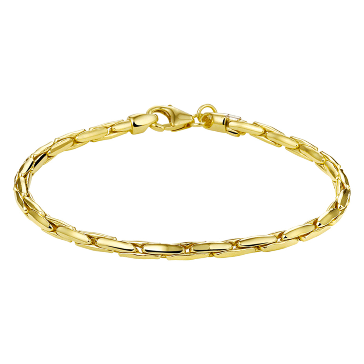 Sieraden van 14 karaat goud met daarin een kern van 925 zilver. Geelgouden choker armband.