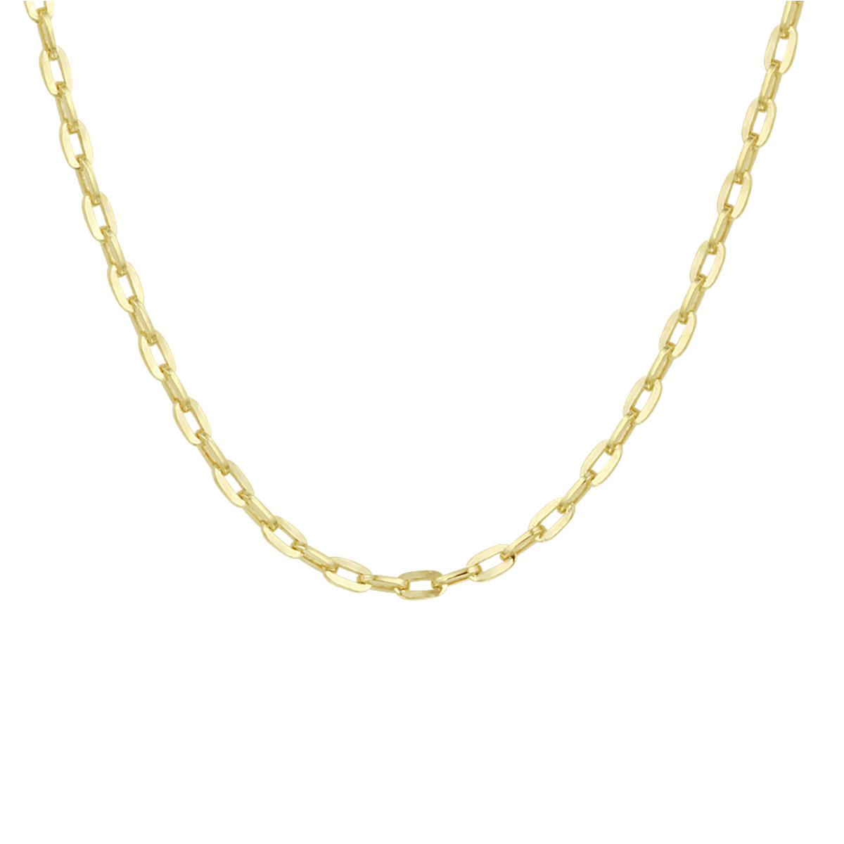 14k Geelgouden anker lengte artikel met daarin een kern van 925 zilver. Het lengte artikel heeft een schakelbreedte van 3mm en is uitgevoerd met een stevige karabijn sluiting.