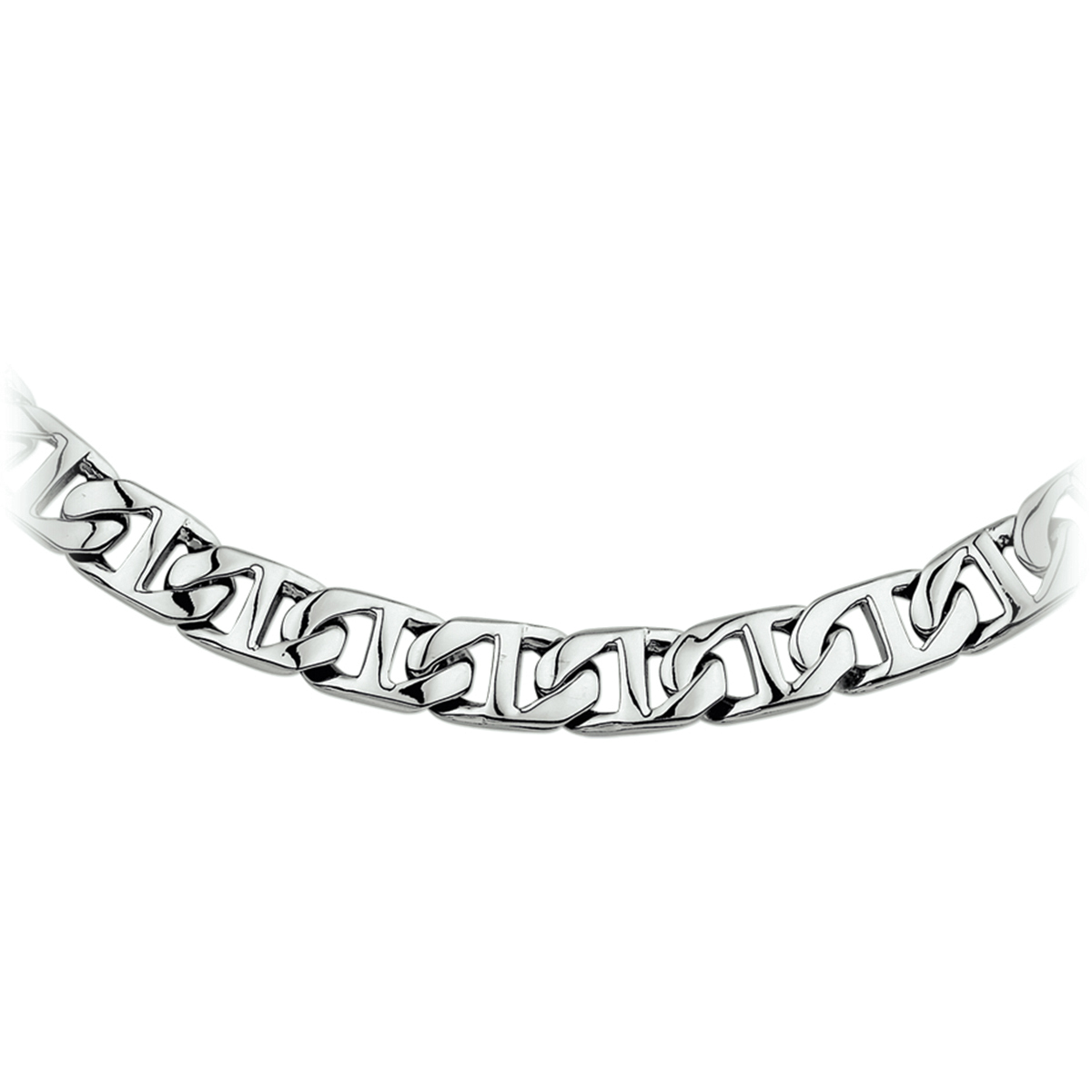 Beschrijving: Stalen collier met anker schakel. 
Uniekenummer serie: 29805
Verpakt per: 1
Doelgroep: heren
Breedte: 9.5 mm
Langste lengte: 50 mm