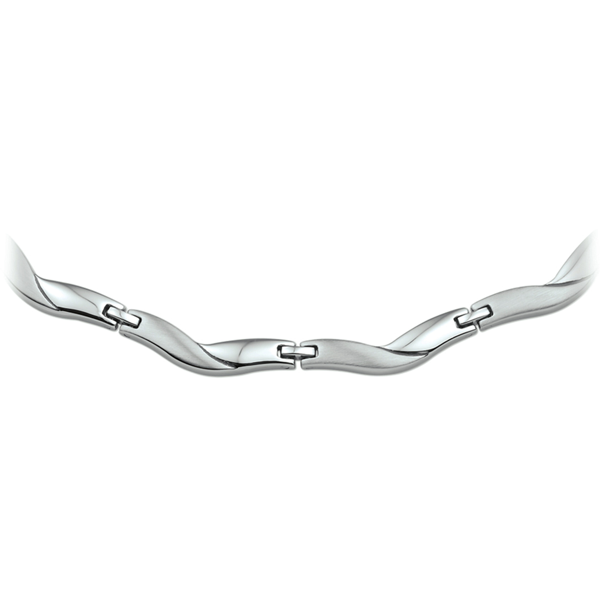 Beschrijving: Stalen collier met een poli/matte afwerking. De lengte van het collier bedraagt 42cm met 3cm extensie. 
Verpakt per: 1
Doelgroep: dames
Breedte: 7 mm
Kortste lengte: 42 mm
Langste lengte: 45 mm