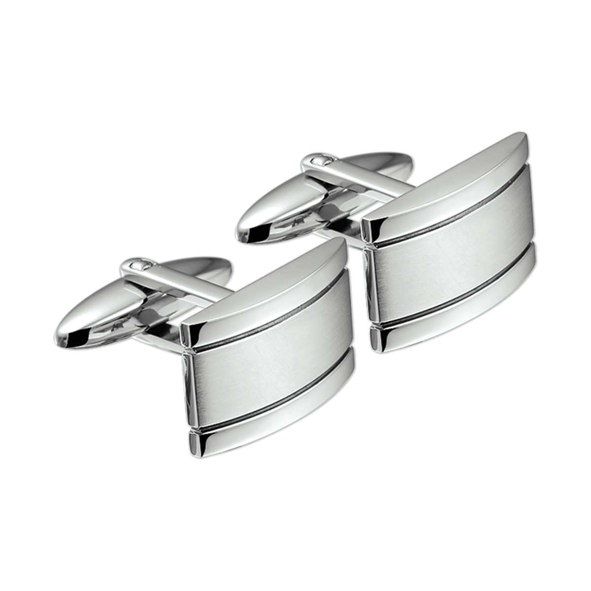 Beschrijving: Stalen manchetknopen met een poli/matte afwerking. 
Verpakt per: 1
Doelgroep: heren
Breedte: 19.5 mm
Hoogte: 12.5 mm