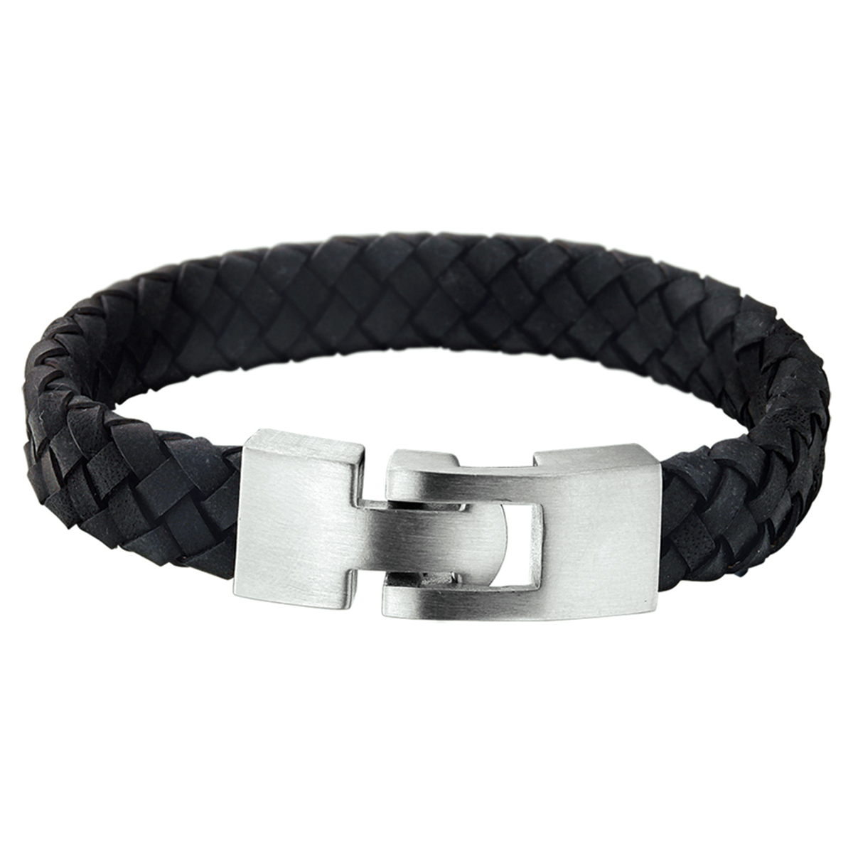 Beschrijving: Stalen armband met gevlochten leer. 
Uniekenummer serie: 30909
Verpakt per: 1
Doelgroep: jongens
Breedte: 11.5 mm
Langste lengte: 18.5 mm
