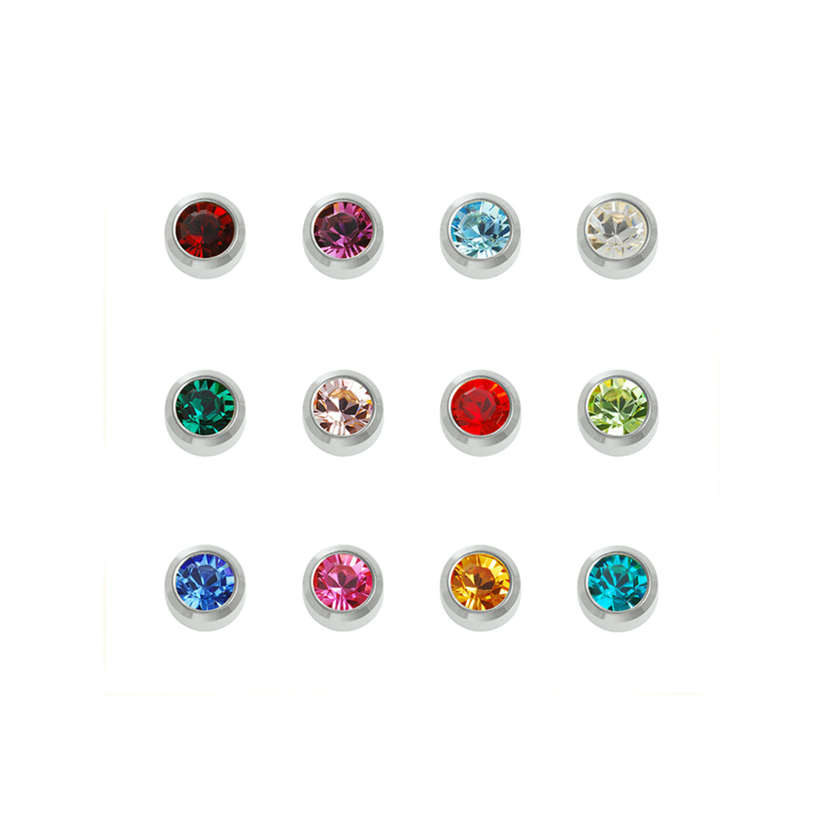 12 paar schietknopjes voor het Spring Loaded systeem. Assortiment met verschillende kleuren.