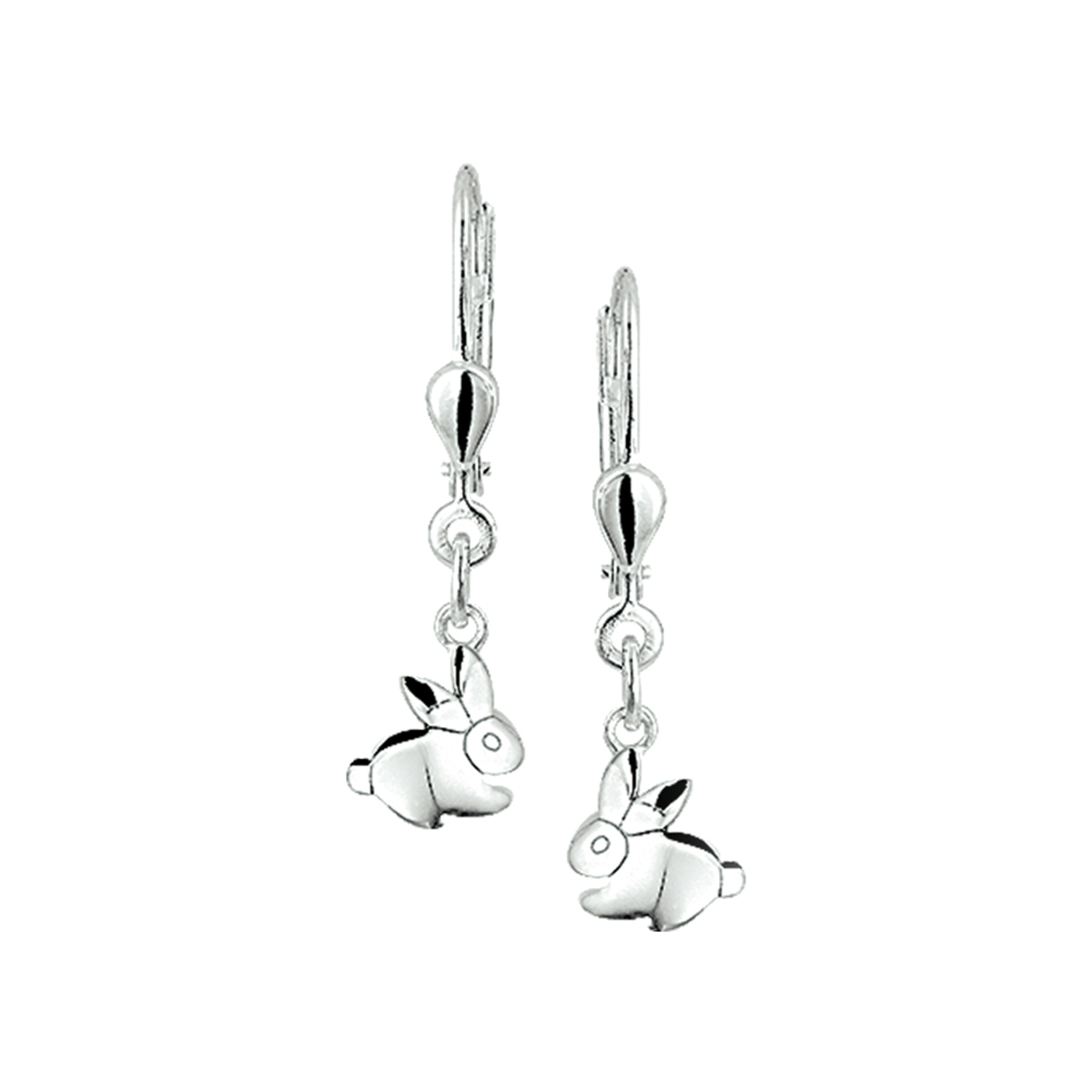 oorhangers konijn brisur haak zilver wit