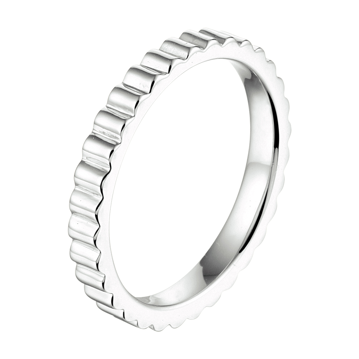 Gerhodineerd 925 zilveren aanschuifring. De ring heeft een breedte van 3mm.