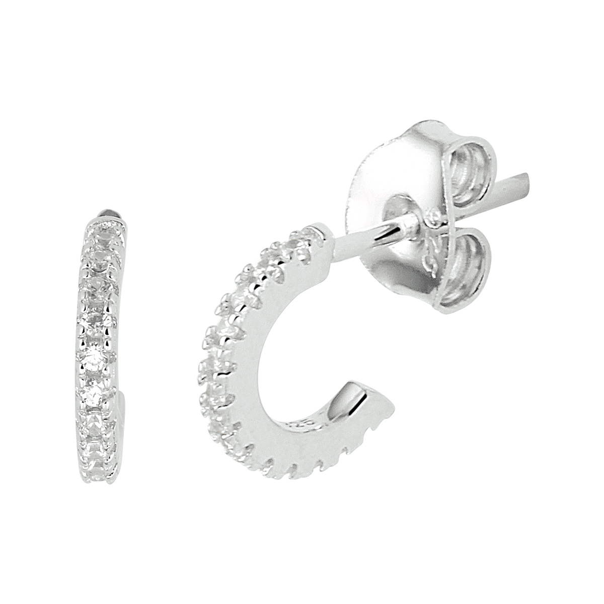 Gerhodineerd 925 zilveren stekeroorringen uitgevoerd met een schitterende zirkonia rij. De oorringen hebben een afmeting van 9.3x1.4mm.