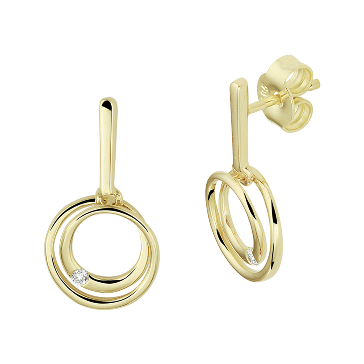 Huiscollectie Oorhangers rond diamant 0.040ct (2x 0.02ct) 4022879 - 19mm