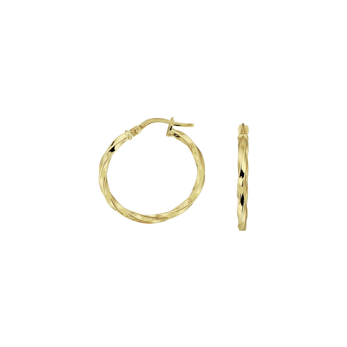14k Geelgouden oorringen met een 925 zilveren kern. De oorringen hebben een diameter van 23.5mm en een dikte van 2mm.