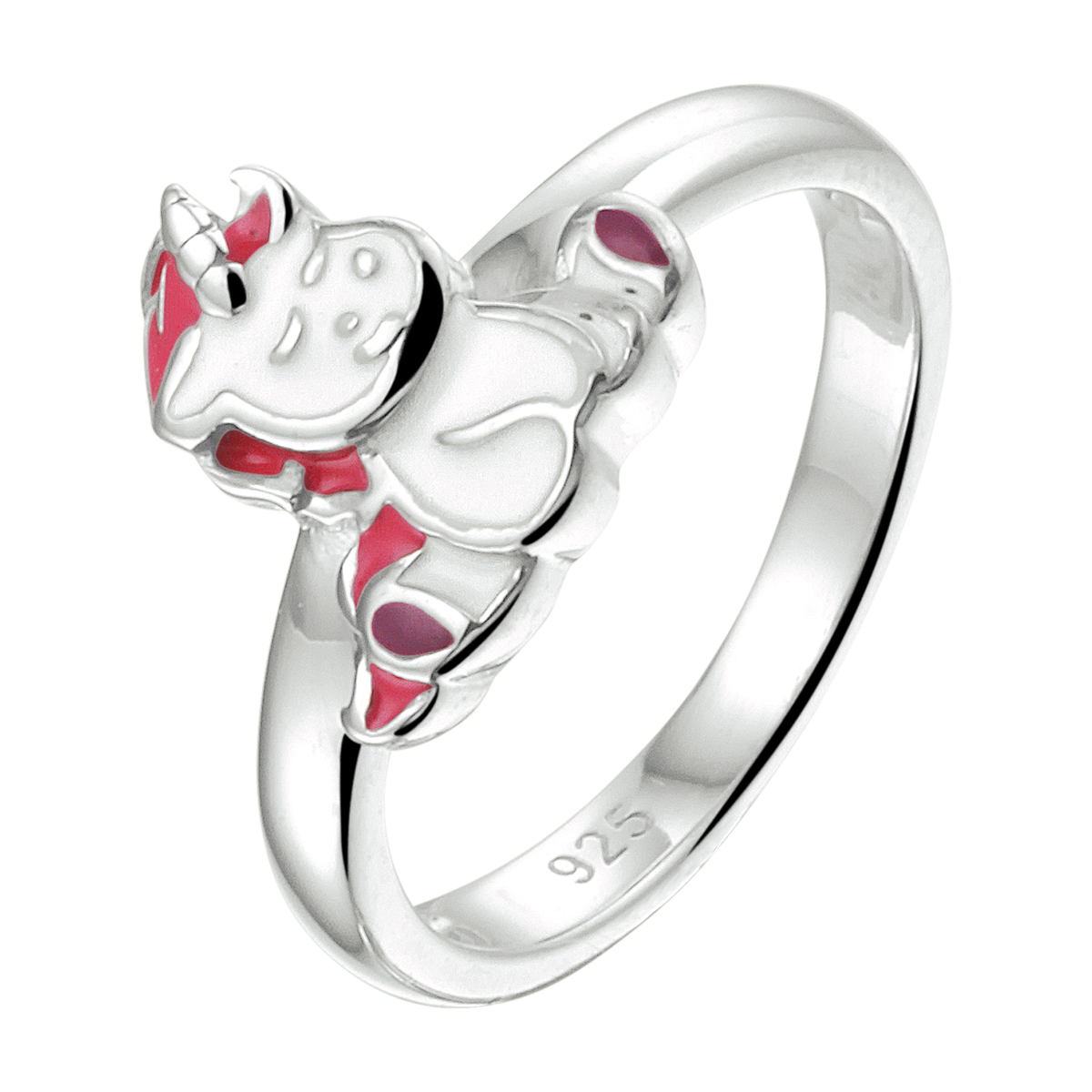 Gerhodineerd 925 zilveren ring uitgevoerd met een eenhoorn. De ring heeft een breedte van 9mm.