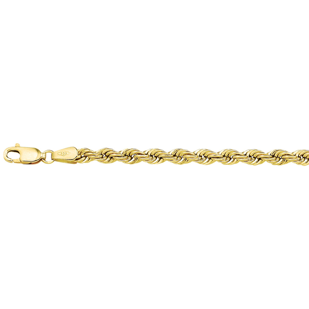 Geelgouden armband met koord schakel. 
Doelgroep: dames
Breedte: 3.9 mm
Langste lengte: 19 cm