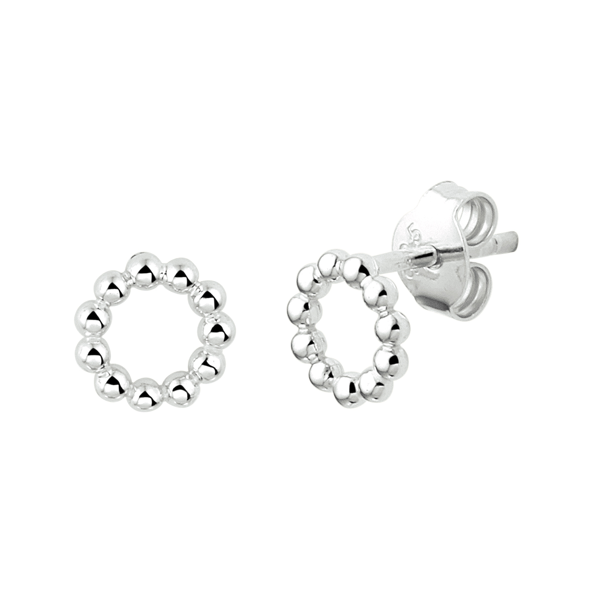 Gerhodineerd 925 zilveren oorknoppen uitgevoerd met bolletjes. De oorknoppen hebben een diameter van 7mm.