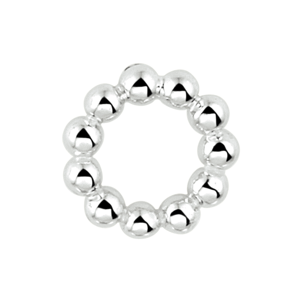 Gerhodineerd 925 zilveren hanger uitgevoerd met bolletjes. De hanger heeft een diameter van 7mm.