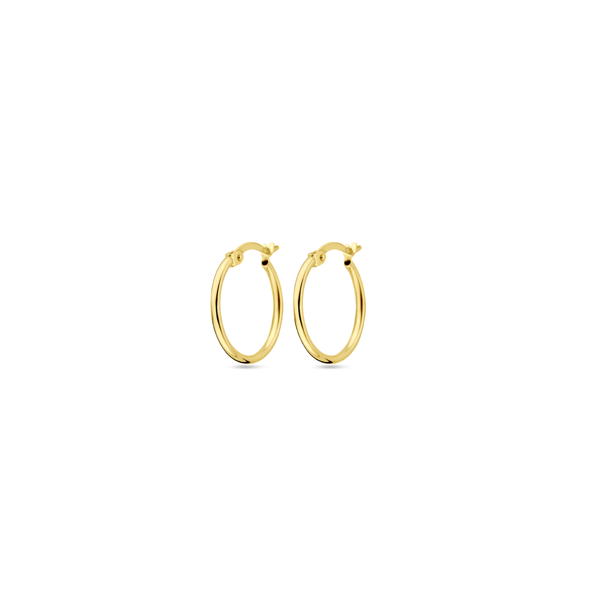 14k Geelgouden oorringen. De oorringen hebben een afmeting van 18x1.5mm.
