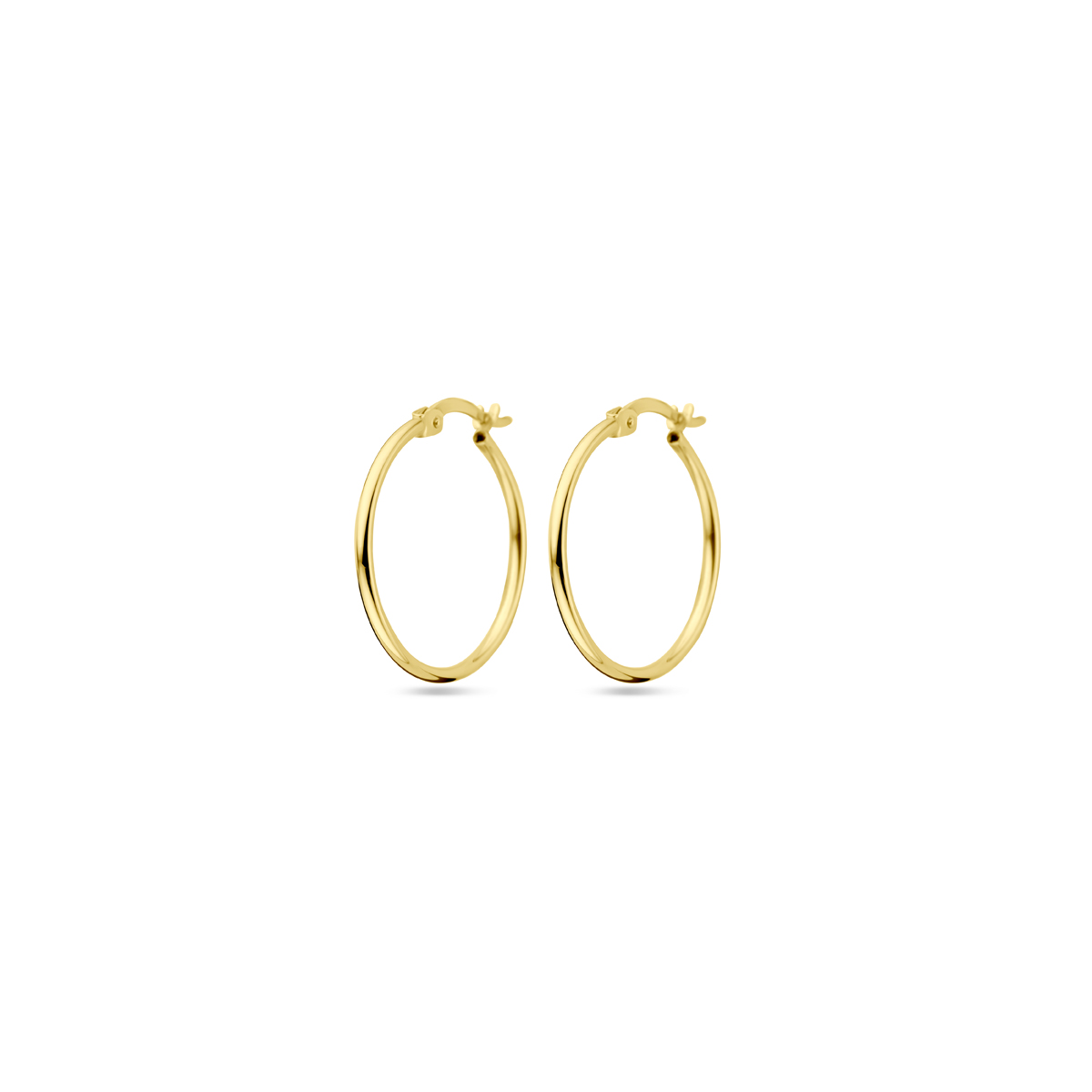 14k Geelgouden oorringen. De oorringen hebben een afmeting van 23x1.5mm.