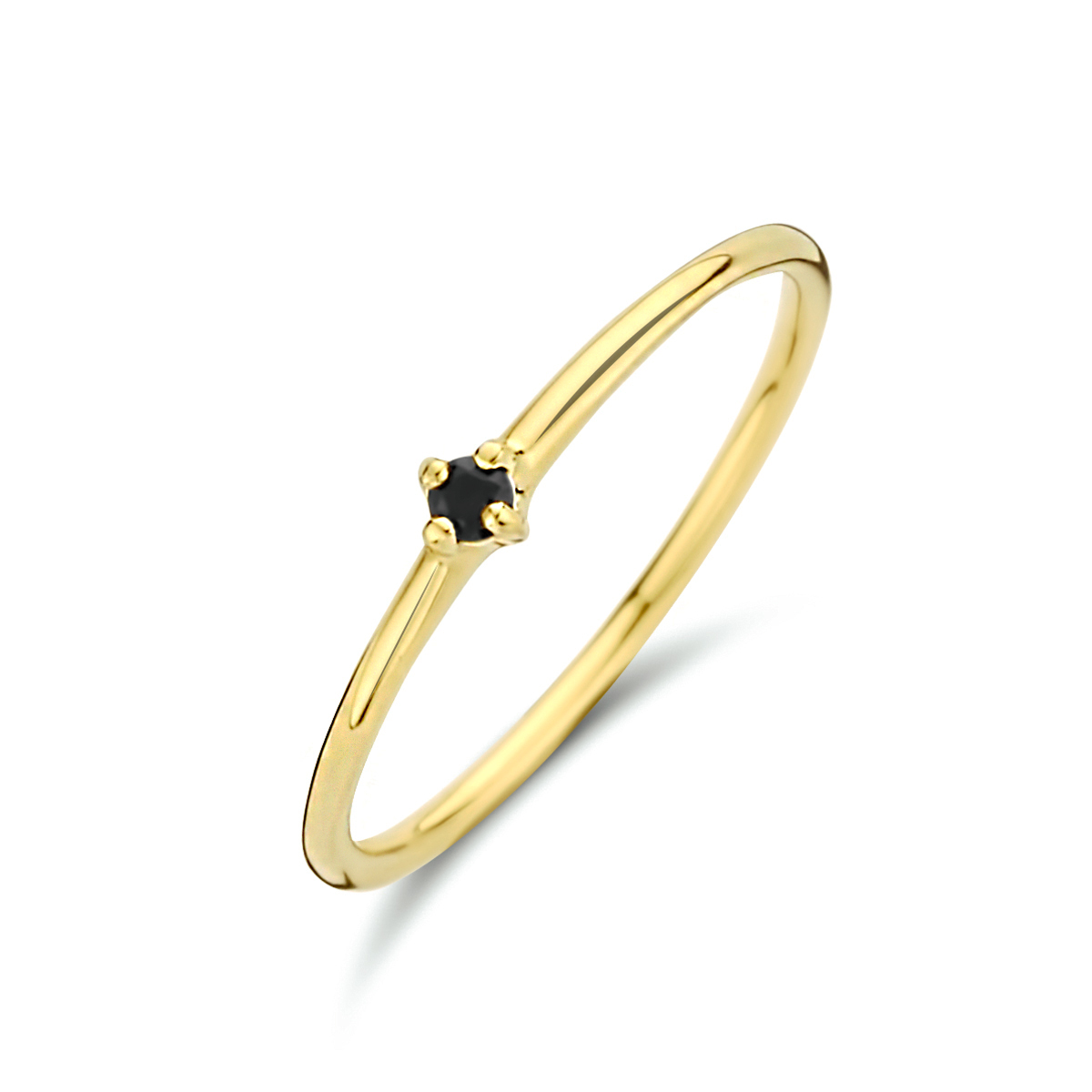 14k Geelgouden aanschuifring uitgevoerd met een schitterende zwart zirkonia. De ring heeft een breedte van 2.8mm.