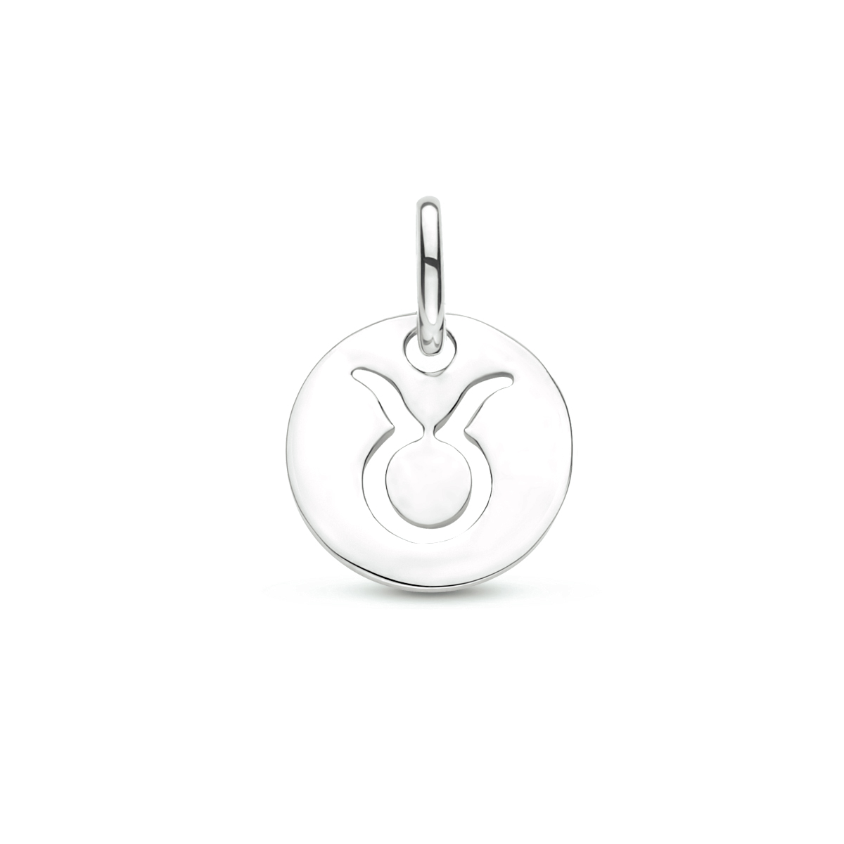 Gerhodineerd 925 zilveren hanger uitgevoerd met het sterrenbeeld stier. De hanger heeft een totale hoogte van 1.3cm en een diameter van 10mm.