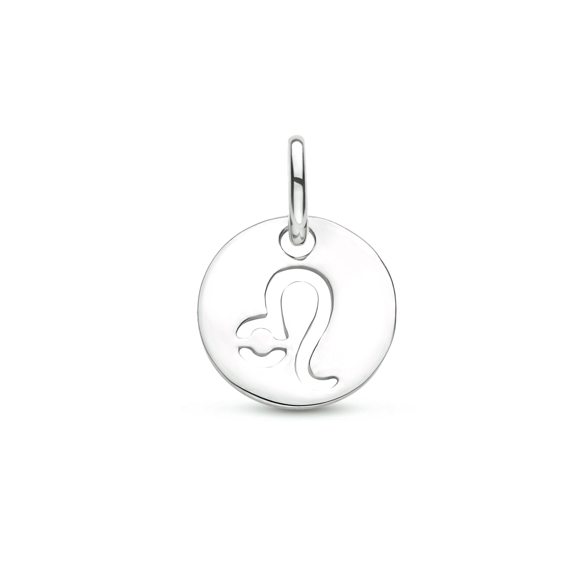 Gerhodineerd 925 zilveren hanger uitgevoerd met het sterrenbeeld leeuw. De hanger heeft een totale hoogte van 1.3cm en een diameter van 10mm.