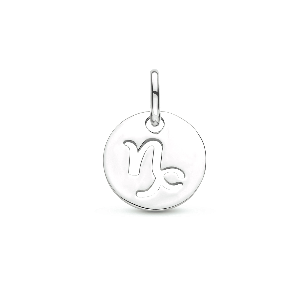 Gerhodineerd 925 zilveren hanger uitgevoerd met het sterrenbeeld steenbok. De hanger heeft een totale hoogte van 1.3cm en een diameter van 10mm.