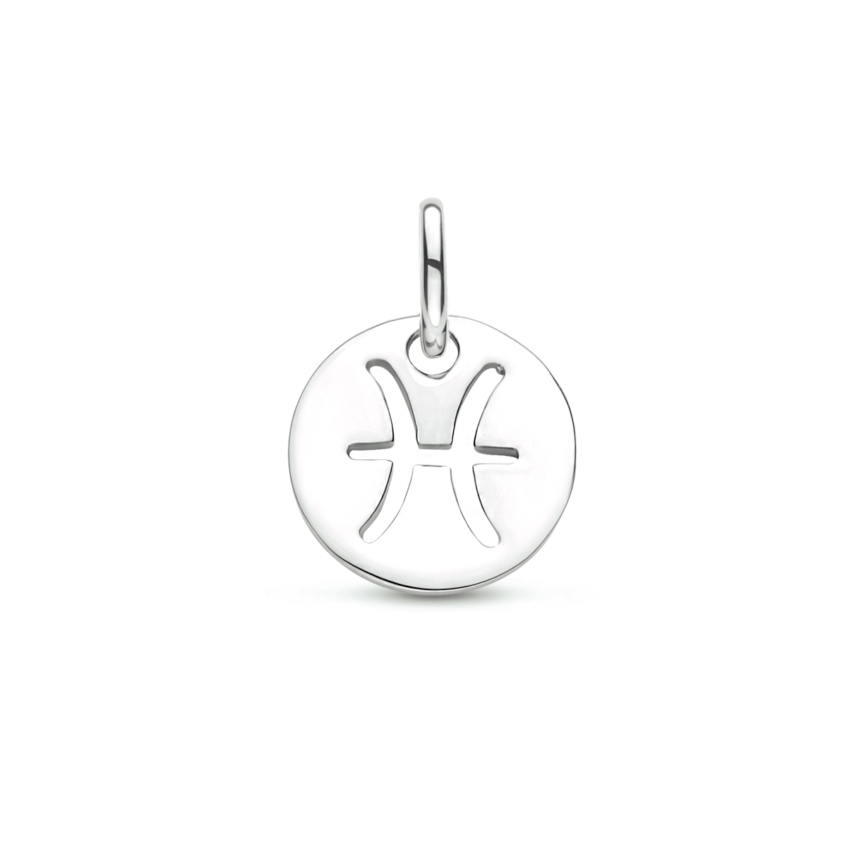 Gerhodineerd 925 zilveren hanger uitgevoerd met het sterrenbeeld vissen. De hanger heeft een totale hoogte van 1.3cm en een diameter van 10mm.