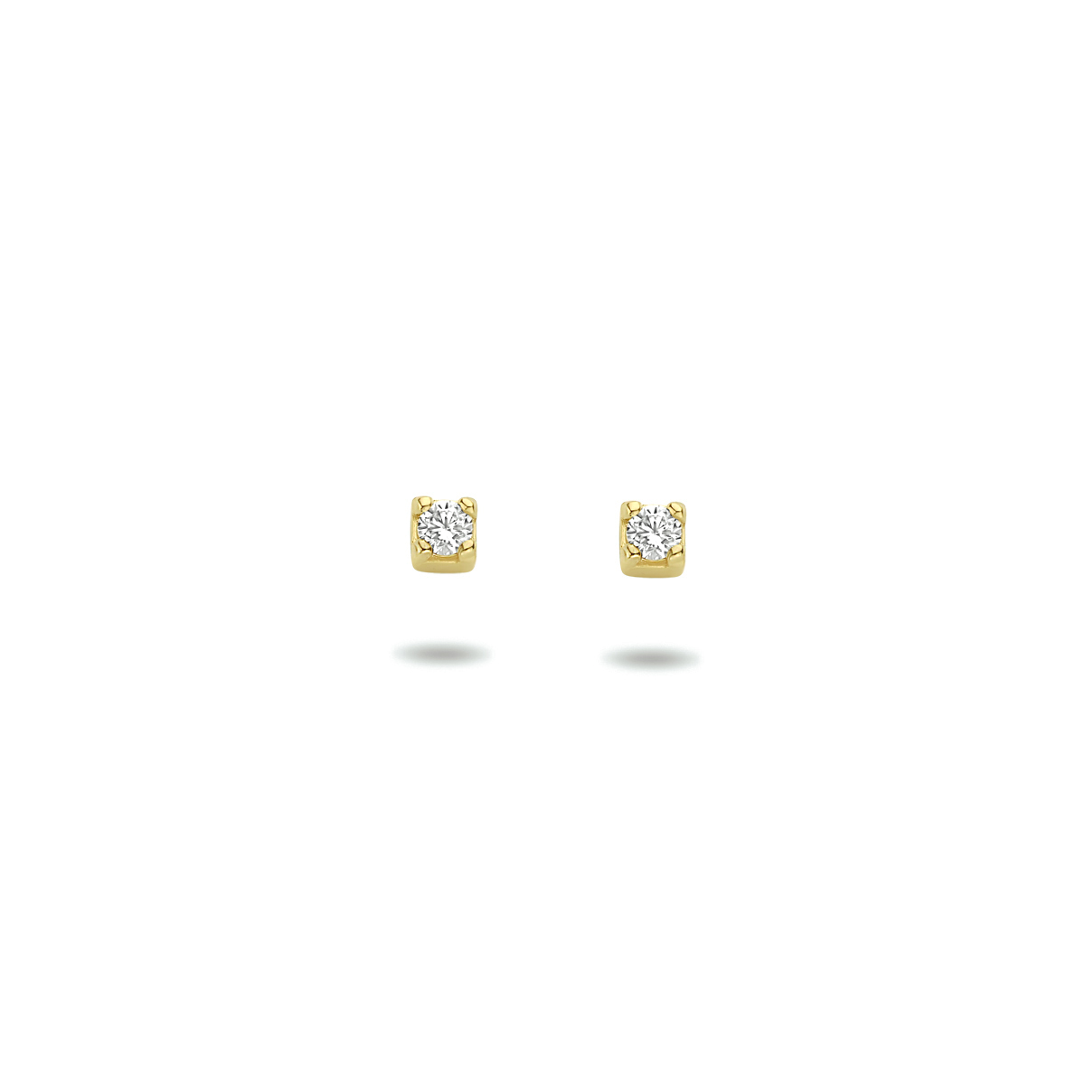 14k Geelgouden oorknoppen uitgevoerd met een heldere zirkonia. De oorknoppen hebben een diameter van 1.5mm.