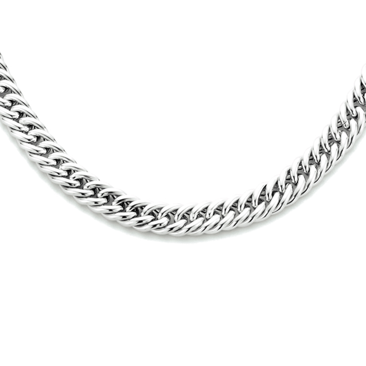 Gerhodineerd 925 zilveren geslepen gourmet lengte artikel met een schakelbreedte van 5.6mm. Het lengte artikel heeft een stevige karabijn sluiting.