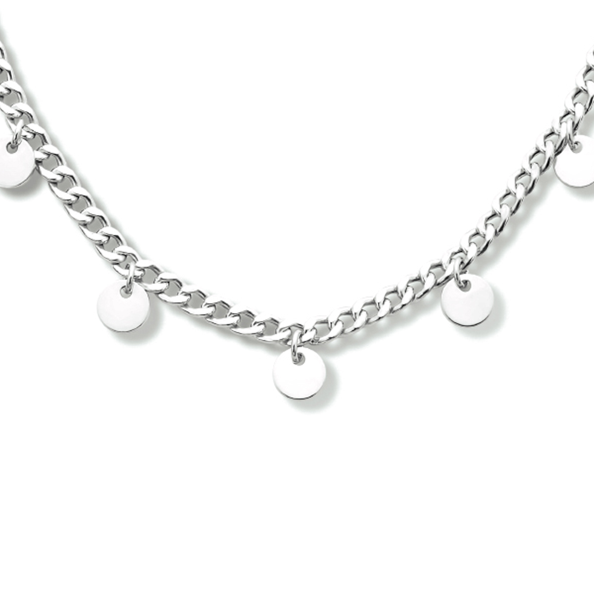 Gerhodineerd 925 zilveren gourmet collier uitgevoerd met rondjes. Het collier heeft een draaglengte van 42cm met een extensie van 3cm en een stevige karabijn sluiting. De rondjes hebben een diameter van 5mm.