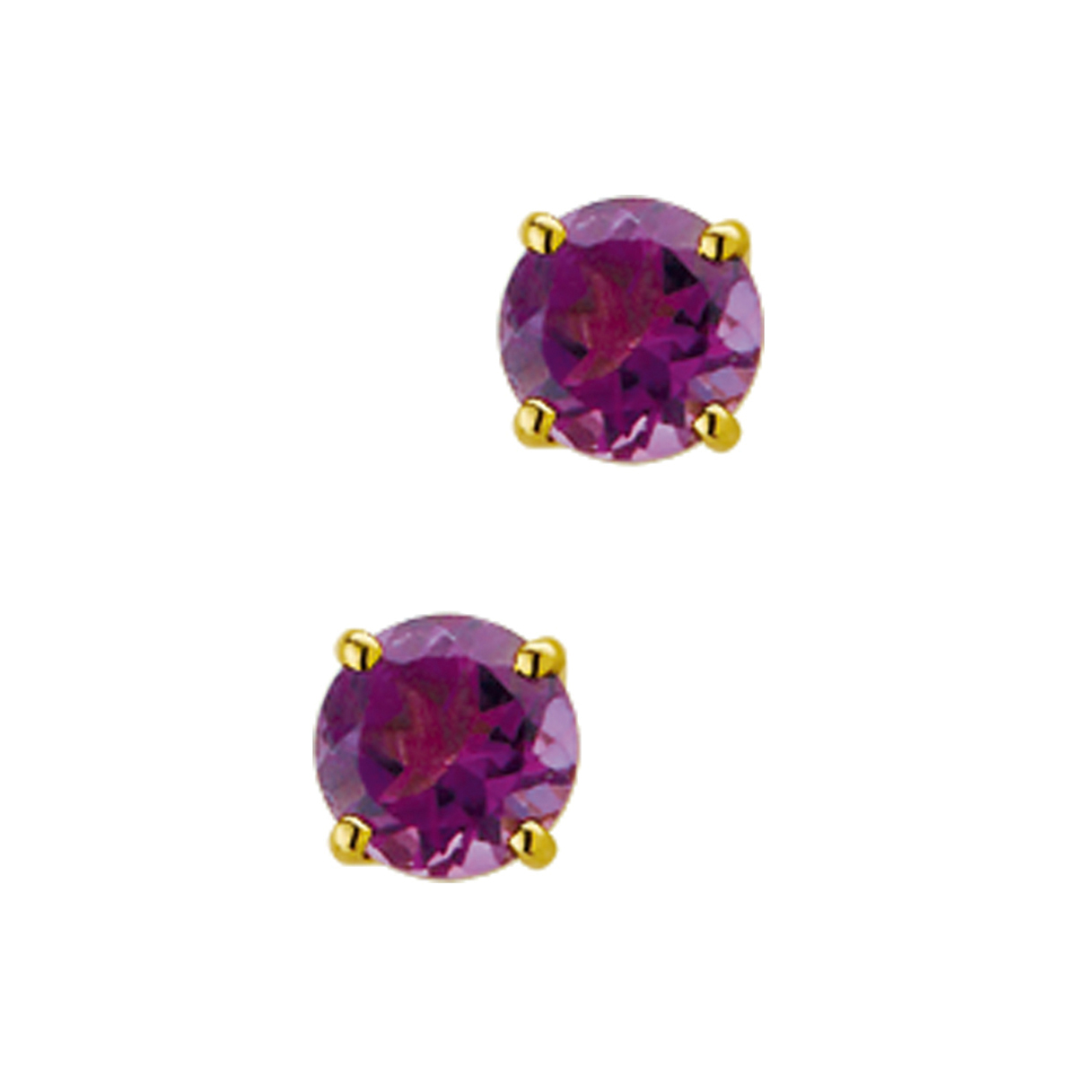 Geelgouden oorknoppen met amethyst.