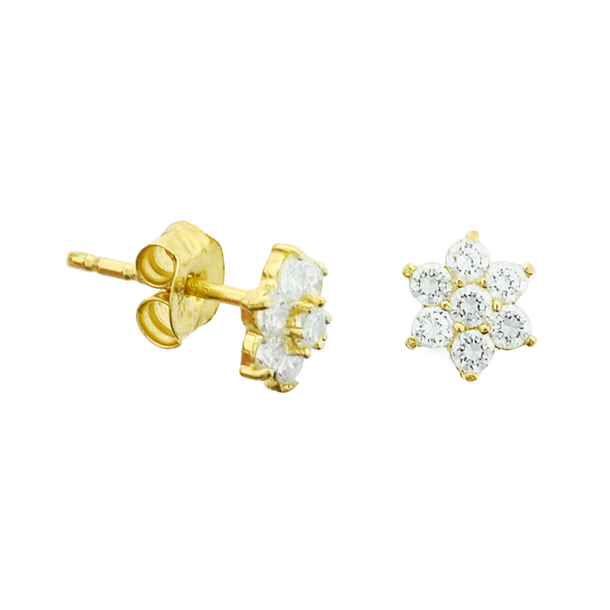 Beschrijving: Geelgouden oorknoppen met zirkonia. 
Uniekenummer serie: 33386
Verpakt per: 1
Doelgroep: dames
Zetting: entourage