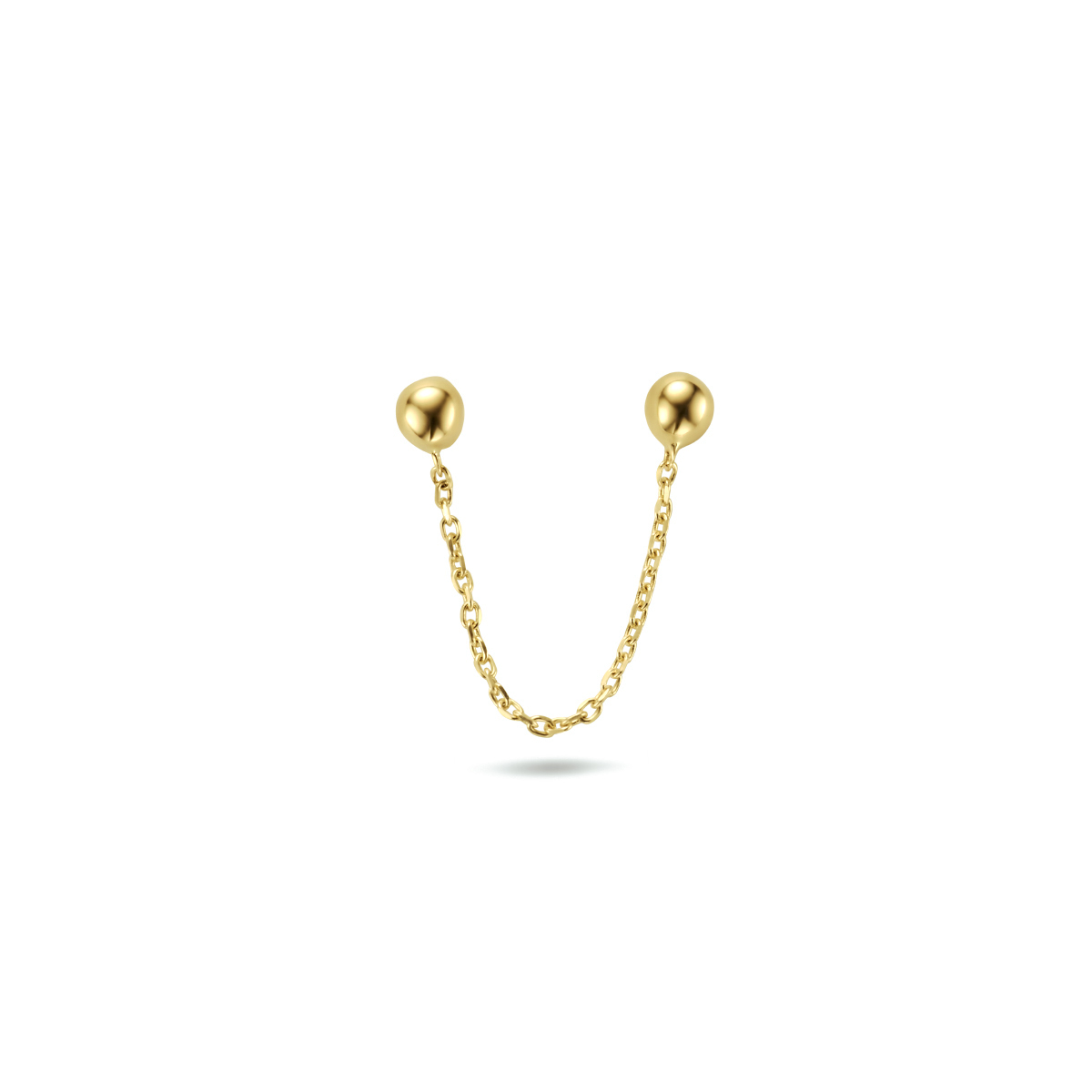 14k Geelgouden oorknop geschikt voor meerdere gaatjes met een totale lengte van 3cm en een schakelbreedte van 0.8mm. De oorknop wordt per stuk verkocht.