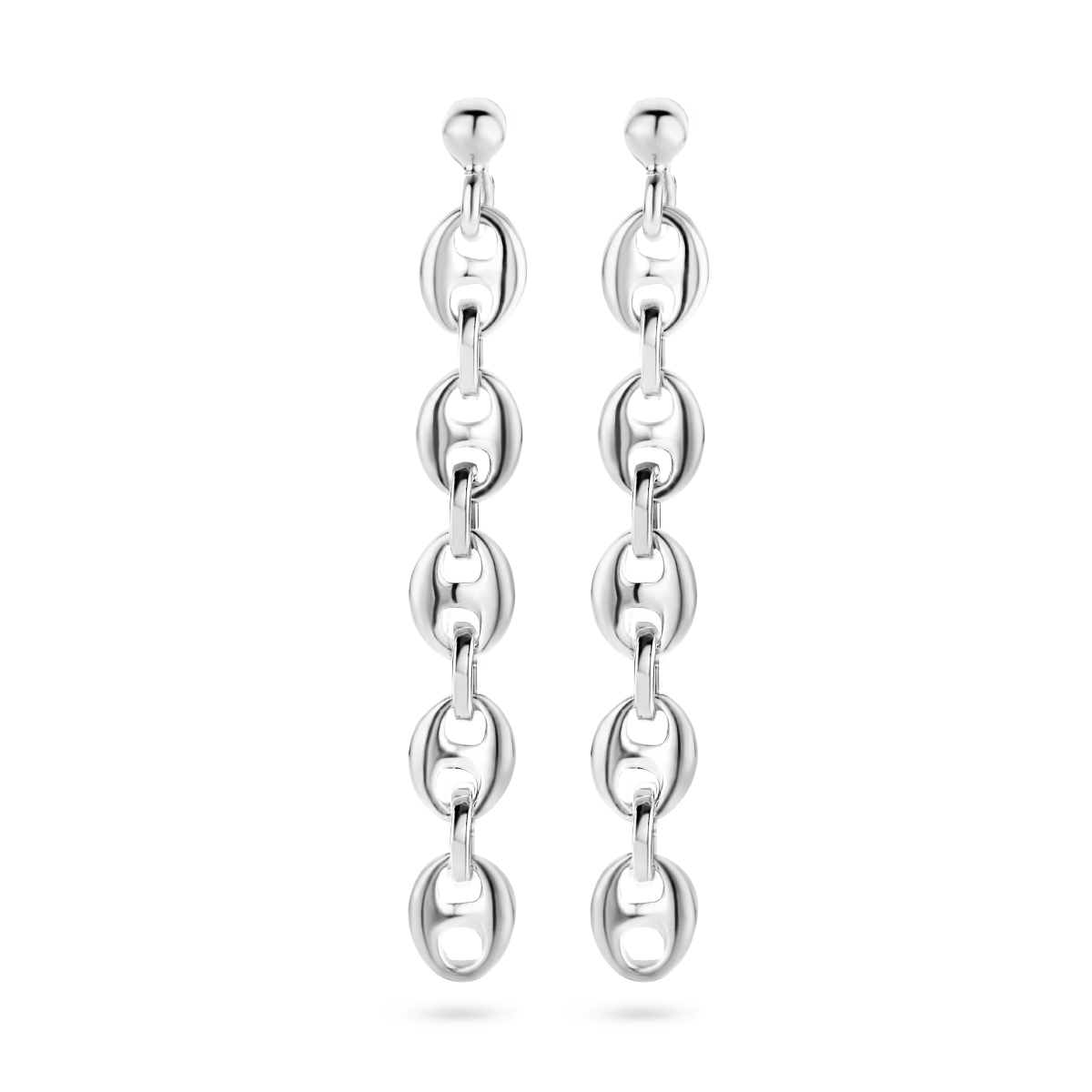Gerhodineerd 925 zilveren oorhangers. De oorhangers hebben een totale hoogte van 4.3cm.