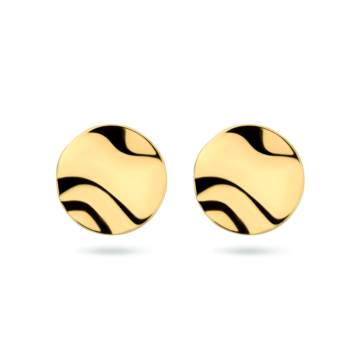 14k Geelgouden oorknoppen met een diameter van 9.5mm.