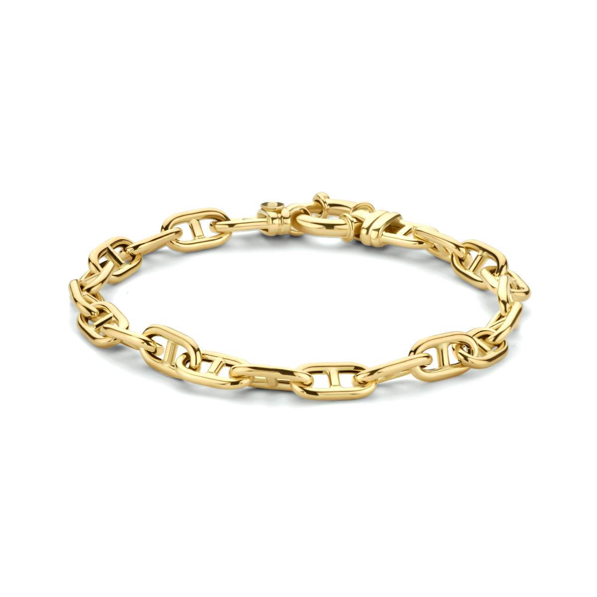 14kt. Geelgouden schakelarmband, paperclip met balkje 5.8mm