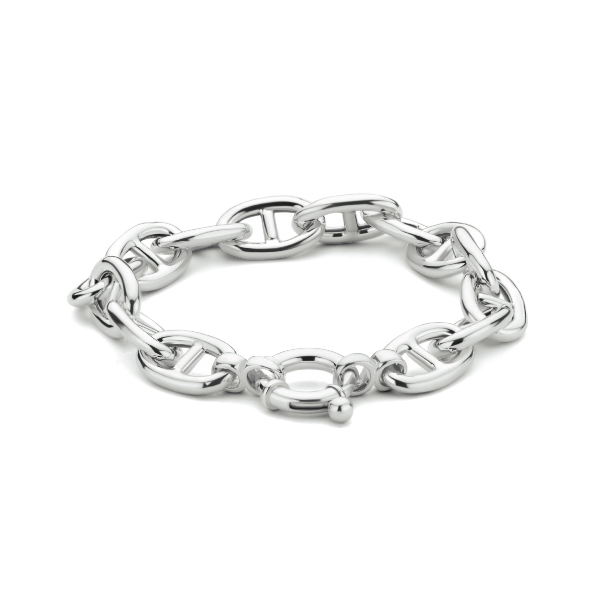 Gerhodineerd 925 zilveren armband uitgevoerd met een veerslot. De armband heeft een schakelbreedte van 10.3mm.