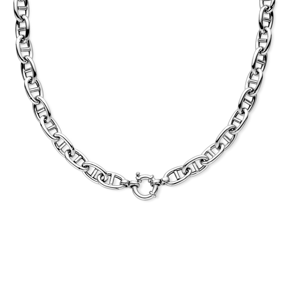 Gerhodineerd 925 zilveren collier uitgevoerd met een veerslot. Het collier heeft een schakelbreedte van 10.3mm.